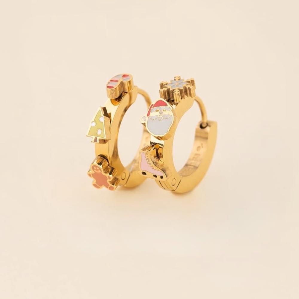 Oh Clementine Gold Christmas 3D Huggie Hoops